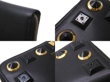 Load image into Gallery viewer, FENDI フェンディ 長財布 スタッズ ラウンドファスナー ジップ ゴールドエディション レザー 8M0299 ブラック 良品 中古 61904