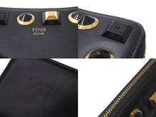 Load image into Gallery viewer, FENDI フェンディ 長財布 スタッズ ラウンドファスナー ジップ ゴールドエディション レザー 8M0299 ブラック 良品 中古 61904