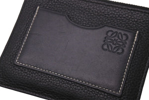 LOEWE ロエベ コインカードホルダー ラージ コインケース C660O37X01 ブラック パラジウム シルバー金具 美品 中古 61905