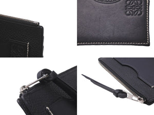 LOEWE ロエベ コインカードホルダー ラージ コインケース C660O37X01 ブラック パラジウム シルバー金具 美品 中古 61905