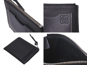 LOEWE ロエベ コインカードホルダー ラージ コインケース C660O37X01 ブラック パラジウム シルバー金具 美品 中古 61905