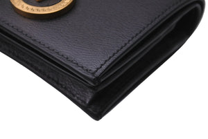極美品 VERSACE ヴェルサーチ 二つ折り財布 レザー ブラック メデューサロゴ ゴールド金具 イタリア製 中古 61906 