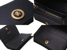 画像をギャラリービューアに読み込む, 極美品 VERSACE ヴェルサーチ 二つ折り財布 レザー ブラック メデューサロゴ ゴールド金具 イタリア製 中古 61906 
