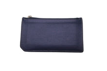 画像をギャラリービューアに読み込む, SAINT LAURENT PARIS サンローランパリ フラグメントジップケース カードケース ロゴ型押し 刻印 牛革 ネイビー 良品 中古 61907