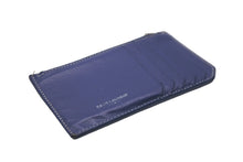 画像をギャラリービューアに読み込む, SAINT LAURENT PARIS サンローランパリ フラグメントジップケース カードケース ロゴ型押し 刻印 牛革 ネイビー 良品 中古 61907