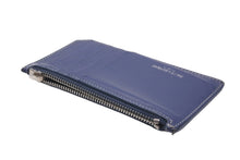 画像をギャラリービューアに読み込む, SAINT LAURENT PARIS サンローランパリ フラグメントジップケース カードケース ロゴ型押し 刻印 牛革 ネイビー 良品 中古 61907