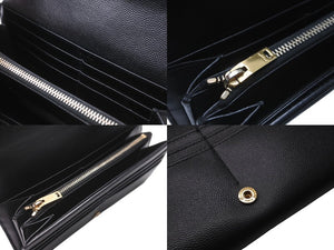 YVES SAINT LAURENT イヴ サンローラン エンブローブ ウォレット 長財布 ブラック エンボスレザー ゴールド金具 美品 中古 61908 
