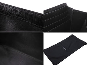 YVES SAINT LAURENT イヴ サンローラン エンブローブ ウォレット 長財布 ブラック エンボスレザー ゴールド金具 美品 中古 61908 