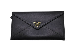 PRADA プラダ VITELLO MOVE 長財布 1MF175 サフィアーノ ブラック NERO ロゴ ゴールド金具 美品 中古 61909