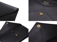 Load image into Gallery viewer, PRADA プラダ VITELLO MOVE 長財布 1MF175 サフィアーノ ブラック NERO ロゴ ゴールド金具 美品 中古 61909