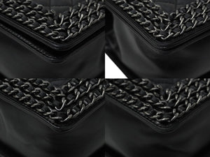 CHANEL シャネル ショルダーバッグ マトラッセ ボーイシャネル チェーン 23番台 ブラック レザー ヴィンテージシルバー金具 中古 61924