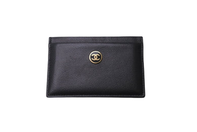 CHANEL シャネル カードケース 名刺入れ ココマーク キャビアスキン 8番台 ブラック ゴールド金具 美品 中古 61930