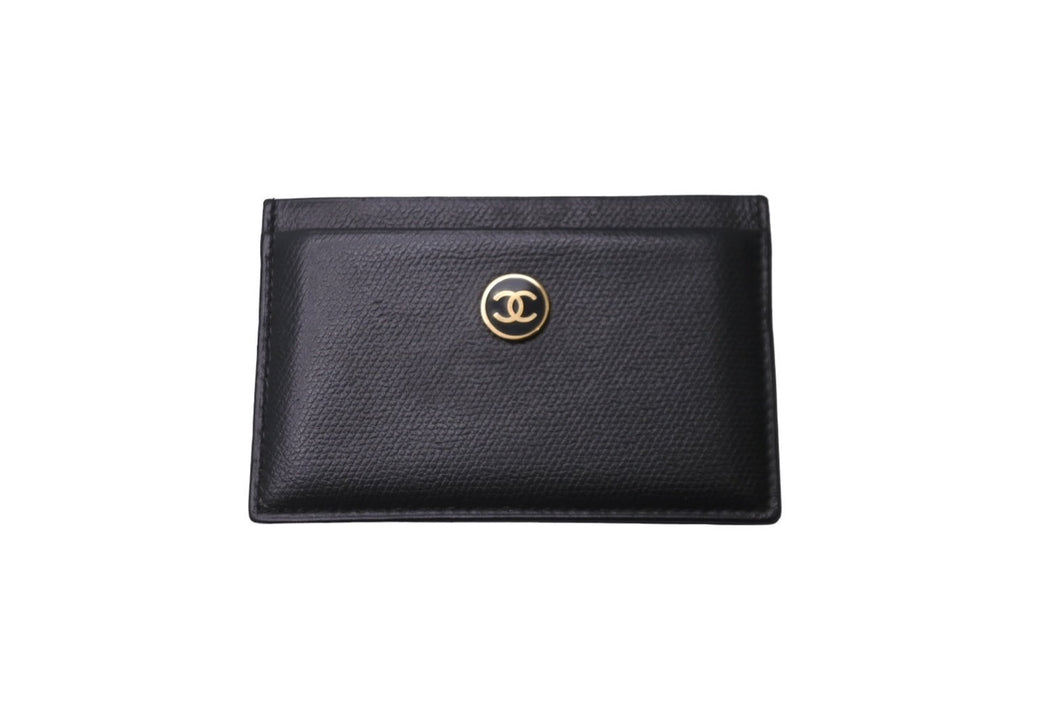 CHANEL シャネル カードケース 名刺入れ ココマーク キャビアスキン 8番台 ブラック ゴールド金具 美品 中古 61930