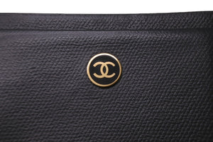 CHANEL シャネル カードケース 名刺入れ ココマーク キャビアスキン 8番台 ブラック ゴールド金具 美品 中古 61930