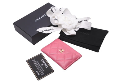 CHANEL シャネル カードケース パスケース 名刺入れ 29番台 ココマーク キャビアスキン ピンク ゴールド金具 美品 中古 61931