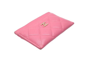 CHANEL シャネル カードケース パスケース 名刺入れ 29番台 ココマーク キャビアスキン ピンク ゴールド金具 美品 中古 61931