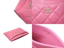 Load image into Gallery viewer, CHANEL シャネル カードケース パスケース 名刺入れ 29番台 ココマーク キャビアスキン ピンク ゴールド金具 美品 中古 61931