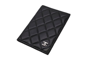 CHANEL シャネル パスポートケース 14番台 ココマーク ラムスキン ブラック シルバー金具 内側下部切れあり 良品 中古 61932