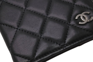 CHANEL シャネル パスポートケース 14番台 ココマーク ラムスキン ブラック シルバー金具 内側下部切れあり 良品 中古 61932