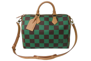 未使用 LOUIS VUITTON ルイヴィトン 新作 スピーディバンドリエール 40 ヴェール グリーン ブラウン ダミエポップ レザー N40579 中古 61933