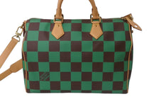 Load image into Gallery viewer, 未使用 LOUIS VUITTON ルイヴィトン 新作 スピーディバンドリエール 40 ヴェール グリーン ブラウン ダミエポップ レザー N40579 中古 61933