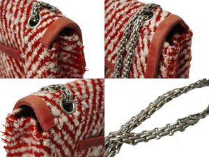 CHANEL シャネル ショルダーバッグ ツイード チェーン ショルダーバッグ 6番台 レッド ホワイト ココマーク ロゴ 良品 中古 61934