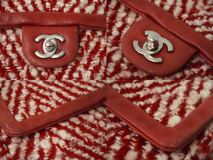 CHANEL シャネル ショルダーバッグ ツイード チェーン ショルダーバッグ 6番台 レッド ホワイト ココマーク ロゴ 良品 中古 61934