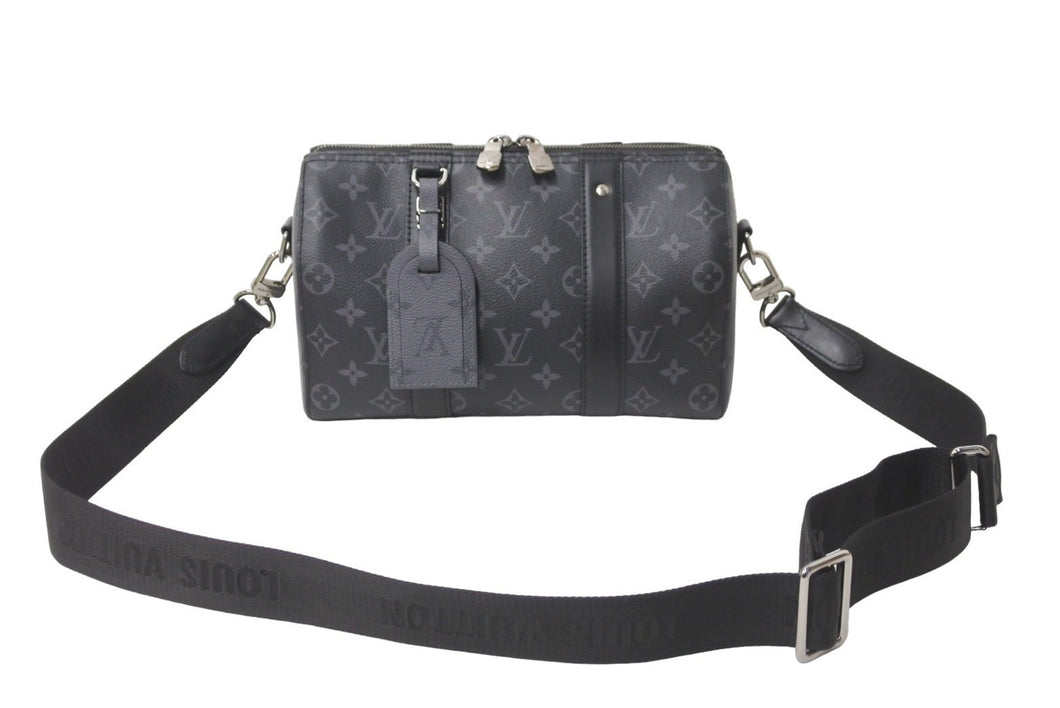 極美品 LOUIS VUITTON ルイ ヴィトン シティ キーポル ショルダーバッグ M45936 モノグラム エクリプス キャンバス 中古 61944