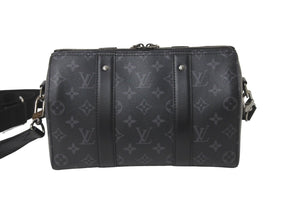 極美品 LOUIS VUITTON ルイ ヴィトン シティ キーポル ショルダーバッグ M45936 モノグラム エクリプス キャンバス 中古 61944