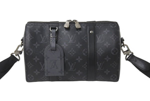 極美品 LOUIS VUITTON ルイ ヴィトン シティ キーポル ショルダーバッグ M45936 モノグラム エクリプス キャンバス 中古 61944