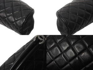 極美品 CHANEL シャネル マトラッセ がま口 クラッチバッグ ポーチ 11番台 ブラック ラムスキン シルバー金具 中古 61948