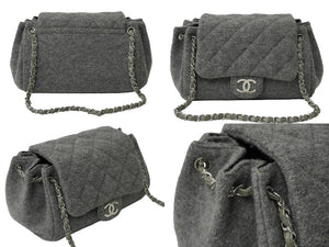 CHANEL シャネル チェーンショルダーバッグ ココマーク マトラッセ 10番台 2006年 フェルト ウール グレー 美品 中古 61949