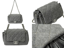Load image into Gallery viewer, CHANEL シャネル チェーンショルダーバッグ ココマーク マトラッセ 10番台 2006年 フェルト ウール グレー 美品 中古 61949