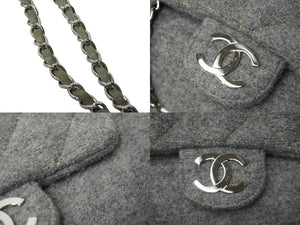 CHANEL シャネル チェーンショルダーバッグ ココマーク マトラッセ 10番台 2006年 フェルト ウール グレー 美品 中古 61949