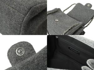CHANEL シャネル チェーンショルダーバッグ ココマーク マトラッセ 10番台 2006年 フェルト ウール グレー 美品 中古 61949
