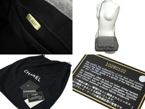 CHANEL シャネル チェーンショルダーバッグ ココマーク マトラッセ 10番台 2006年 フェルト ウール グレー 美品 中古 61949