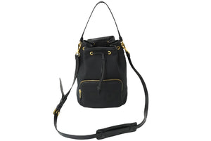 極美品 PRADA プラダ ハンドバッグ 2WAYショルダーバッグ ジャガードロゴ ブラック キャンバス巾着 1BH097 中古 61960 