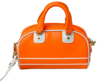 Load image into Gallery viewer, 極美品 Christian Dior クリスチャンディオール 2WAYミニハンドバッグ オレンジ ホワイト レザー ラバー 中古 61963