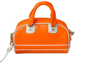 極美品 Christian Dior クリスチャンディオール 2WAYミニハンドバッグ オレンジ ホワイト レザー ラバー 中古 61963