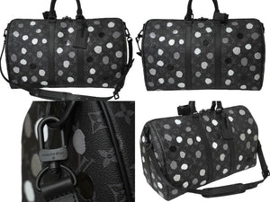 新品同様品 LOUIS VUITTON ルイ ヴィトン × YK キーポル バンドリエール45 ボストンバッグ M46400 草間彌生 ブラック 中古 61973