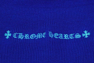 新品未使用 CHROME HEARTS クロムハーツ ニットキャップ CHクロス サイズONE SIZE/23cm アクリル ブルー 刺繍 ロゴ 中古 61992