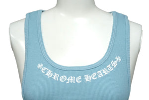 新品未使用 CHROME HEARTS クロムハーツ タンクトップ ノースリーブ サイズM ライトブルー コットン 中古 61996