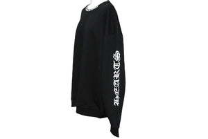 新品未使用 CHROME HEARTS クロムハーツ ネックロゴクルーネックスウェットシャツ トレーナー 袖ロゴプリント ブラック 中古 62000