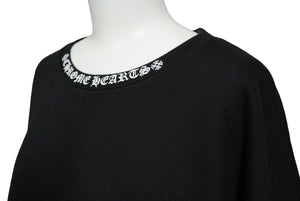 新品未使用 CHROME HEARTS クロムハーツ ネックロゴクルーネックスウェットシャツ トレーナー 袖ロゴプリント ブラック 中古 62000