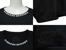 Load image into Gallery viewer, 新品未使用 CHROME HEARTS クロムハーツ ネックロゴクルーネックスウェットシャツ トレーナー 袖ロゴプリント ブラック 中古 62000
