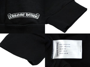 新品未使用 CHROME HEARTS クロムハーツ ネックロゴクルーネックスウェットシャツ トレーナー 袖ロゴプリント ブラック 中古 62000