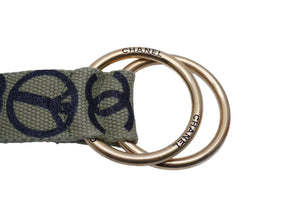 CHANEL シャネル グラフィティ ベルト B15S RUE CAMBON コットンキャンバス カーキ ゴールド金具 美品 中古 62017
