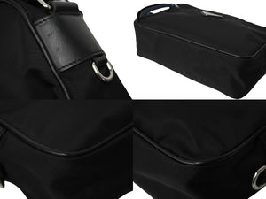 PRADA プラダショルダーバッグ トライアングルロゴ スタッズ ナイロン牛革 ブラック ブルー 1BC167 シルバー金具 美品 中古62019 
