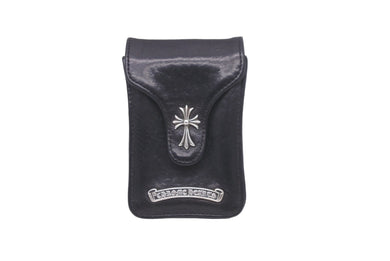 CHROME HEARTS クロムハーツ BLT ポーチ シガレットケース タバコケース CHクロス シルバー925 レザー ブラック 良品 中古 62023