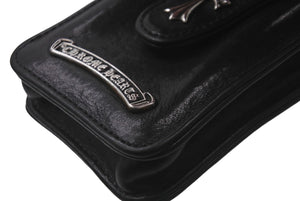 CHROME HEARTS クロムハーツ BLT ポーチ シガレットケース タバコケース CHクロス シルバー925 レザー ブラック 良品 中古 62023